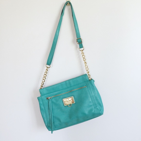 Nicole by Nicole Miller Handbags - Nicole by Nicole Miller Teal Leather Crossbody Bag